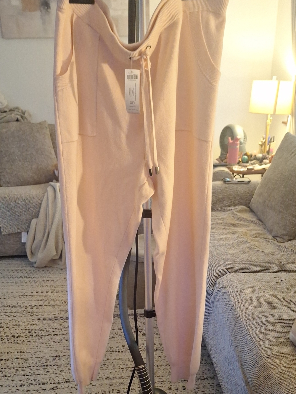 Chico's Zenergy Cotton Cashmere Cozy Jogger Pant Pale Dogwood New